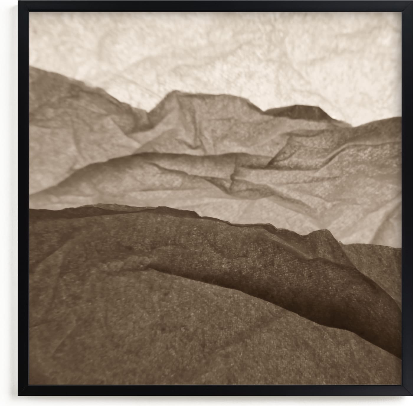 This is a brown art by Shannon Kohn called Paper Napkin Panorama III.