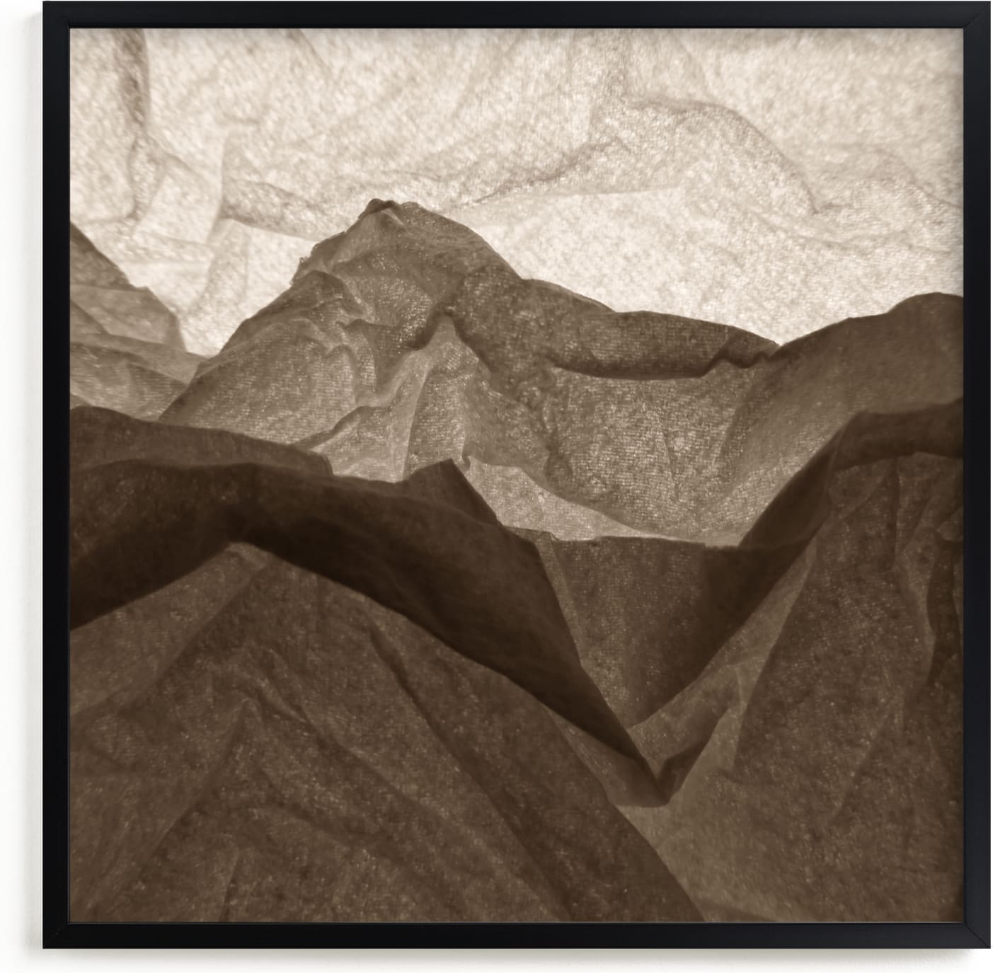 This is a brown art by Shannon Kohn called Paper Napkin Panorama II.