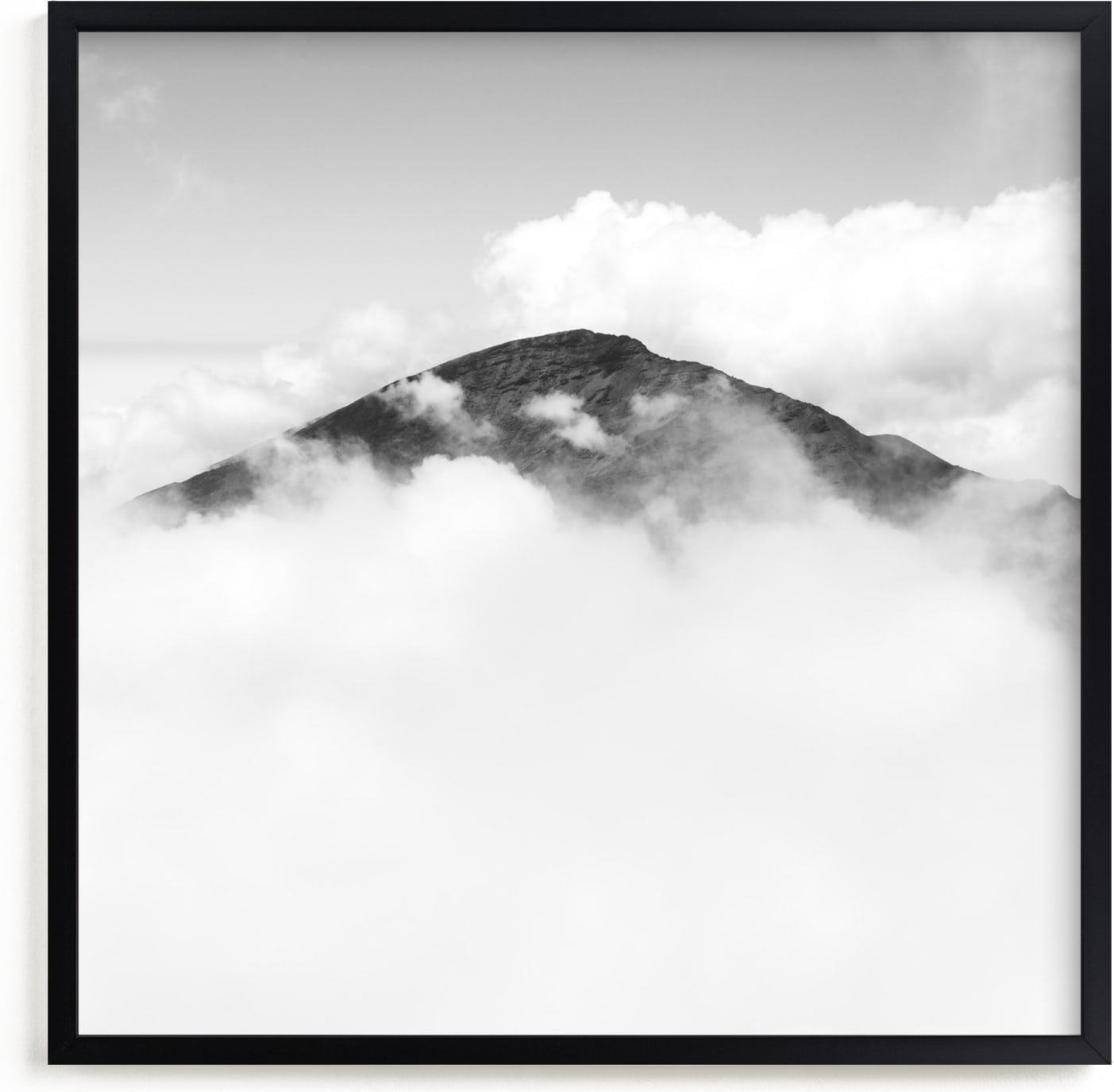 This is a black and white art by Mary Ann Glynn-Tusa called Volcano Hidden in the Clouds 3.