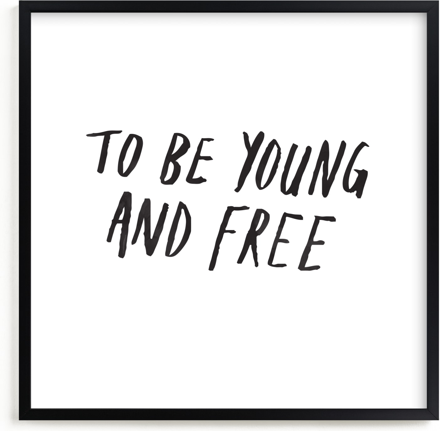 This is a black and white kids wall art by June Letters Studio called Young and Free.