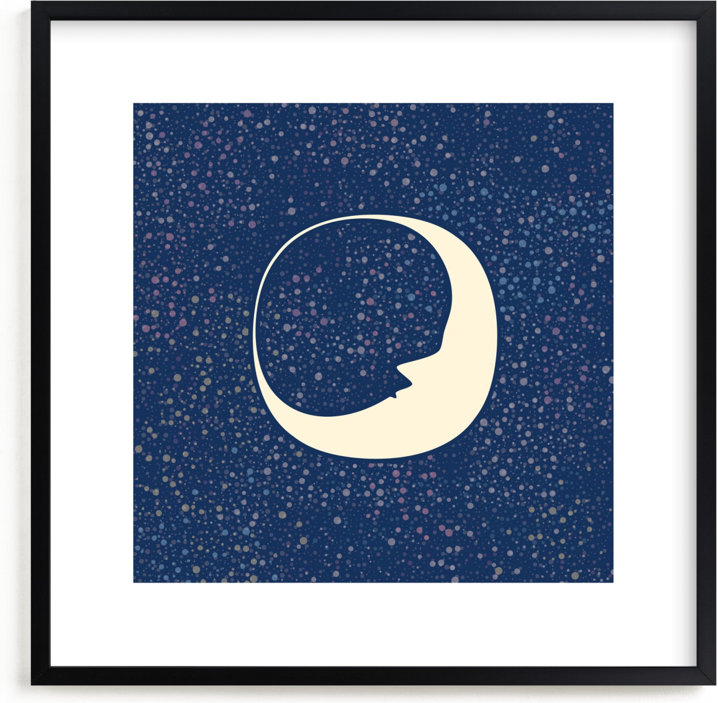 This is a blue nursery wall art by Katherine Morgan called Celestial Moon.