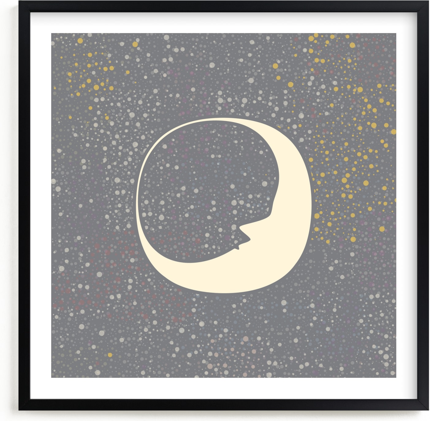 This is a grey nursery wall art by Katherine Morgan called Celestial Moon.