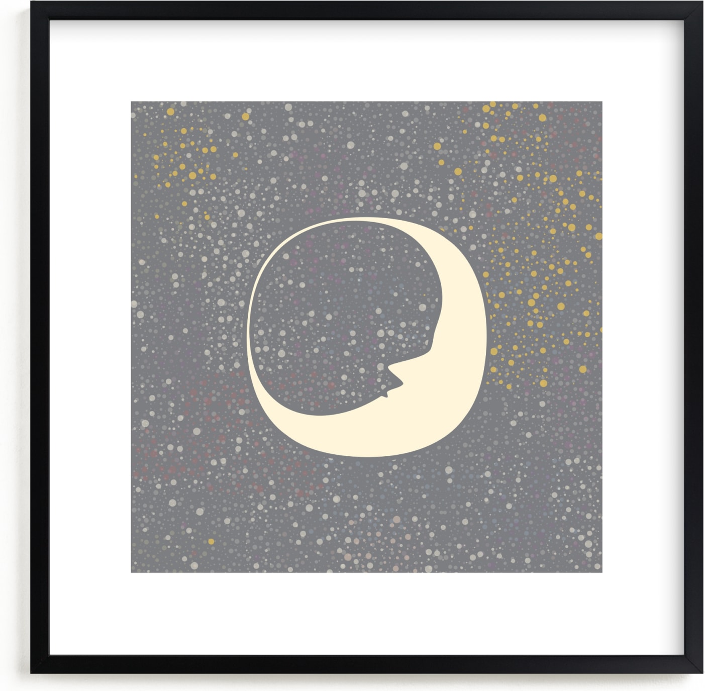This is a grey nursery wall art by Katherine Morgan called Celestial Moon.