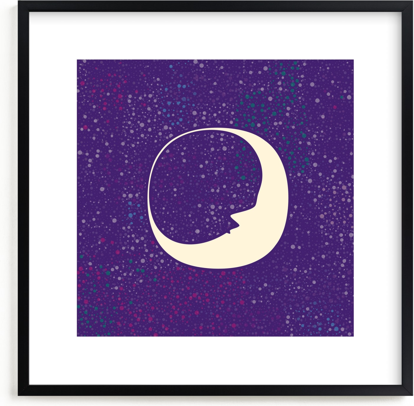 This is a purple nursery wall art by Katherine Morgan called Celestial Moon.