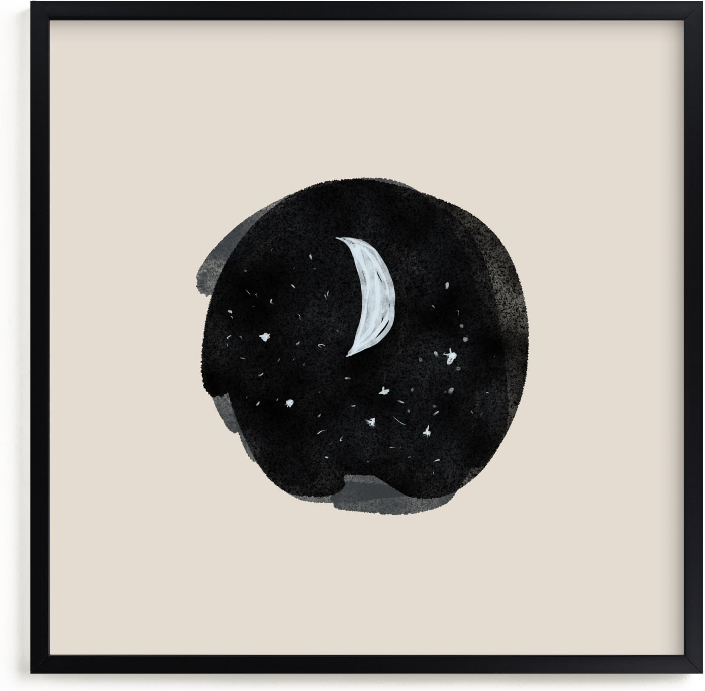 This is a white nursery wall art by Nancy Noreth called Little Moon.