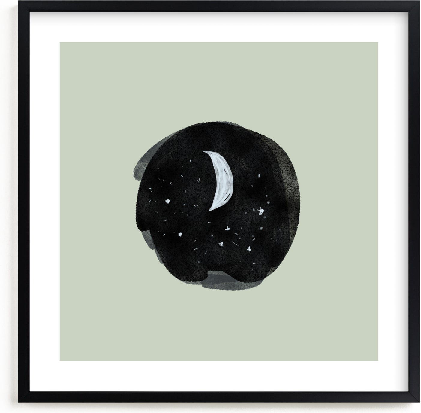 This is a black nursery wall art by Nancy Noreth called Little Moon.