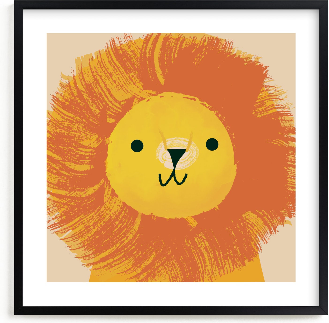 This is a brown, beige, orange nursery wall art by Lori Wemple called King Of The Jungle.