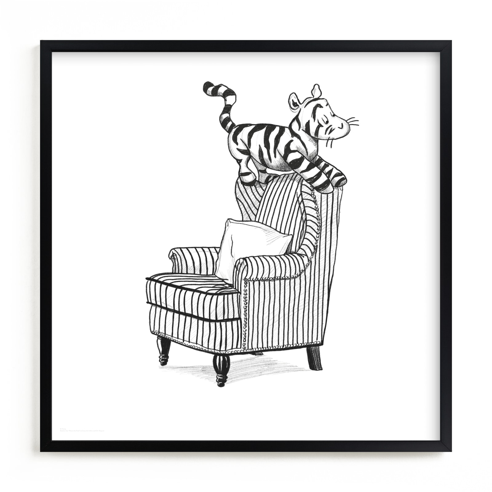 This is a black and white disney art by Stefanie Lane called Tigger Lounging | Winnie The Pooh.