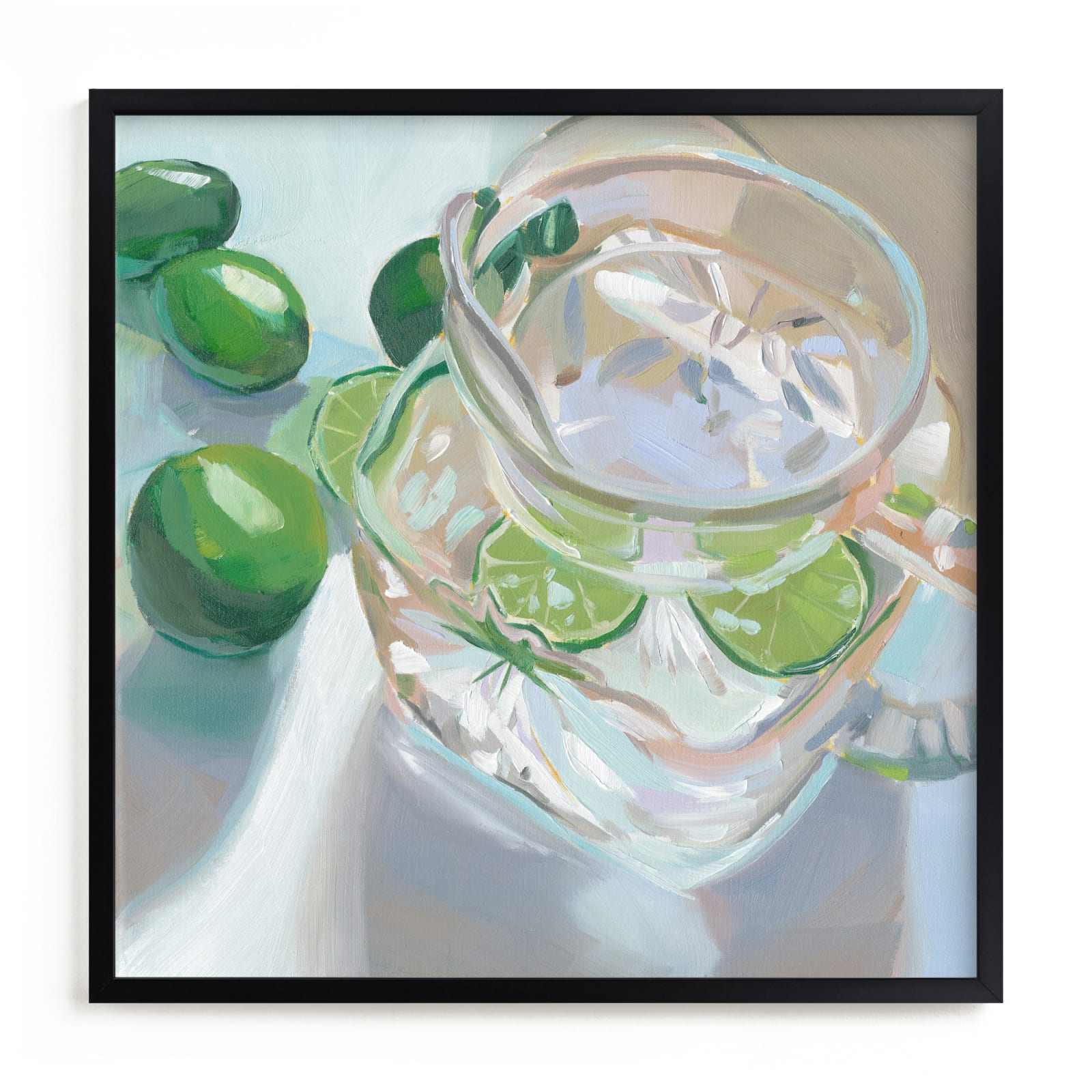 "Cut Glass and Limes" - Limited Edition Art Print by Jenny Westenhofer in beautiful frame options and a variety of sizes.