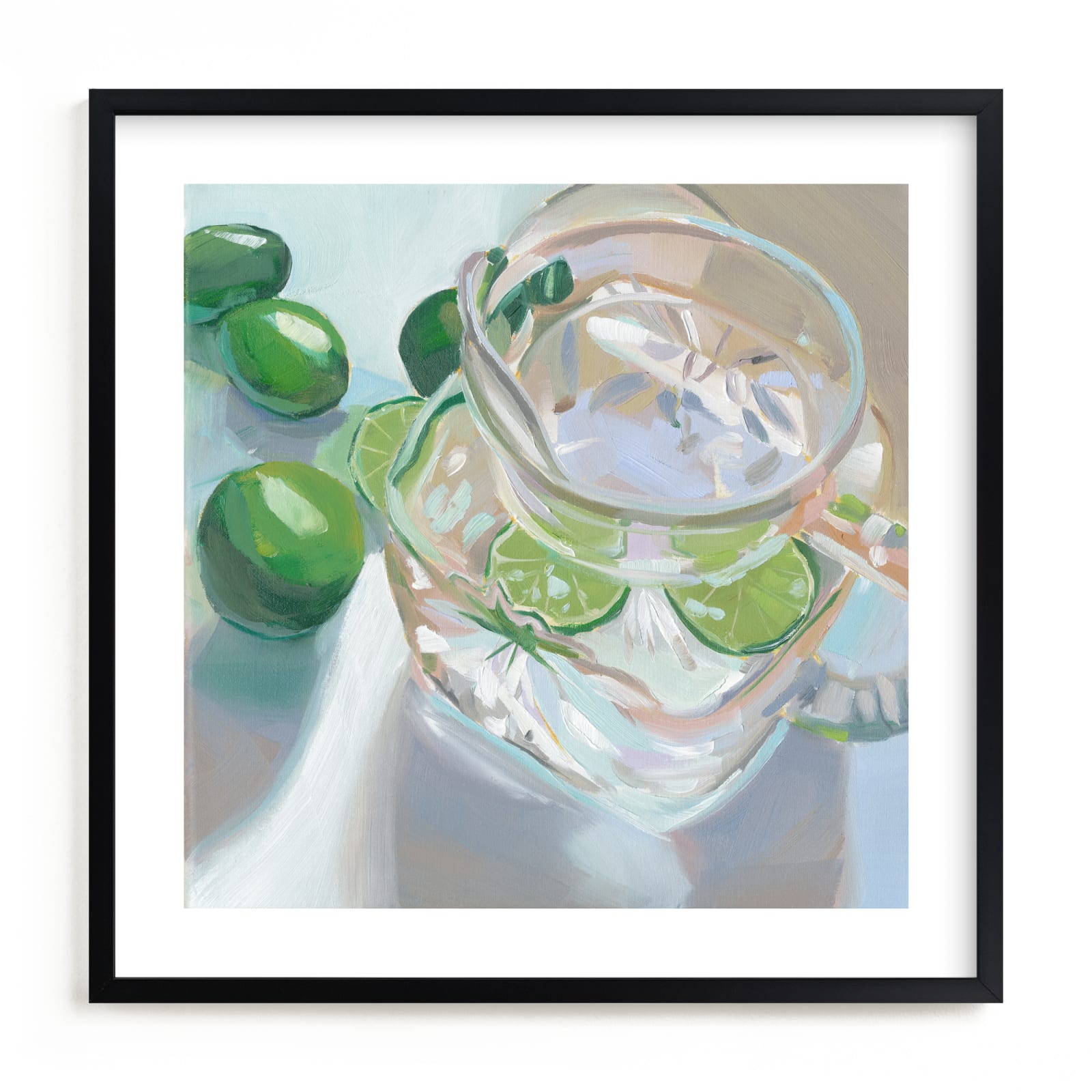 "Cut Glass and Limes" - Limited Edition Art Print by Jenny Westenhofer in beautiful frame options and a variety of sizes.