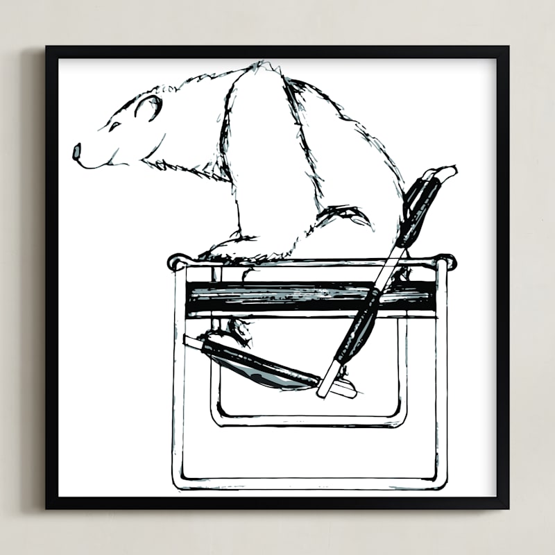 "Wassily Chair Bear" - Art Print in Black by Flume Design - Framed