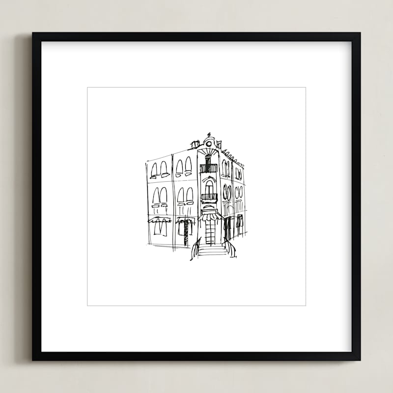 "Paris Street Shop 3" - Limited Edition Art Print by Phrosne Ras in beautiful frame options and a variety of sizes.