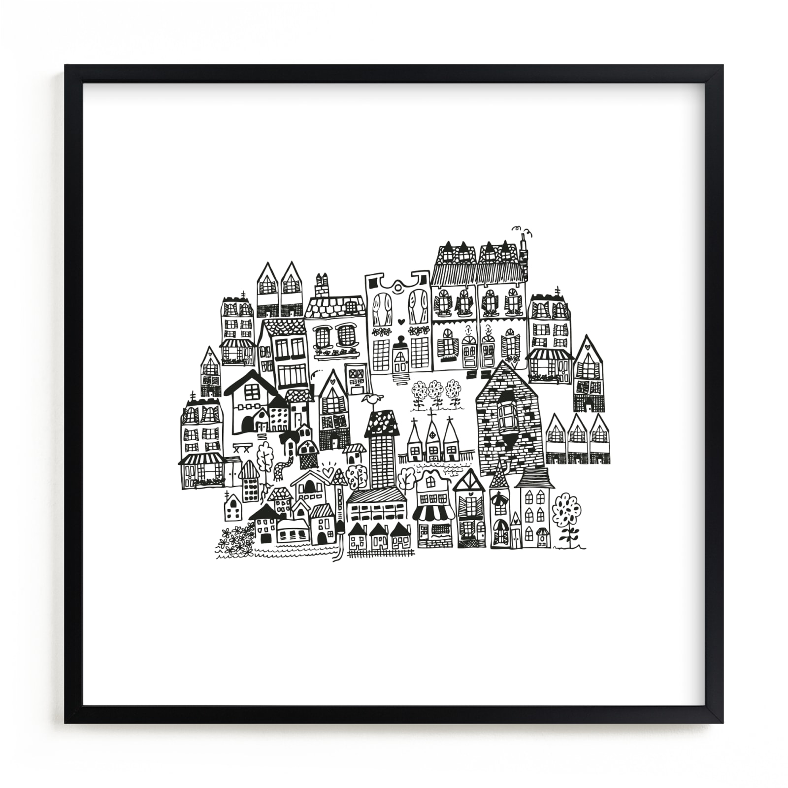 "Little houses on a hillside" - Limited Edition Art Print by Phrosne Ras in beautiful frame options and a variety of sizes.