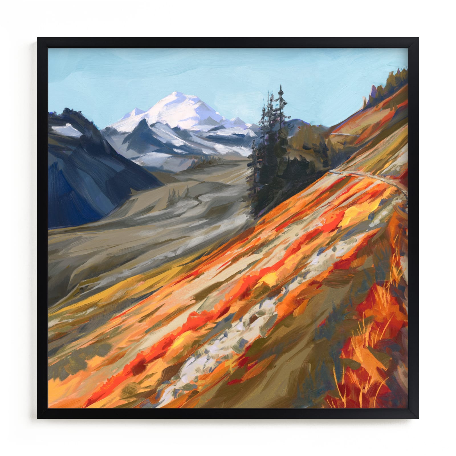 "Mount Baker in Autumn" - Limited Edition Art Print by Khara Ledonne in beautiful frame options and a variety of sizes.