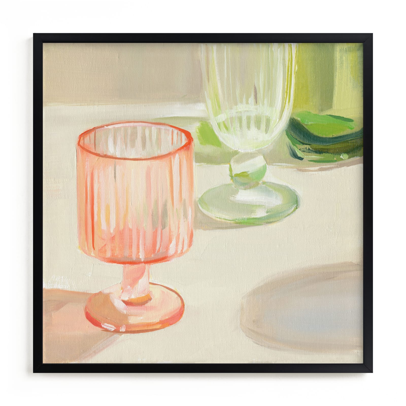 "Rainbow Glassware I" - Open Edition Fine Art Print by Jenny Westenhofer in beautiful frame options and a variety of sizes.
