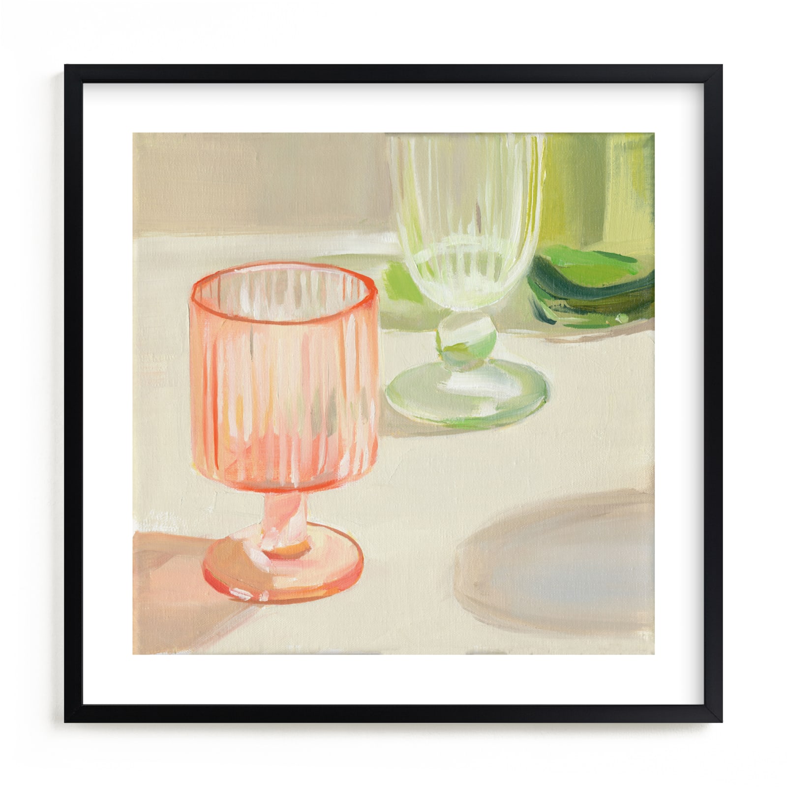 "Rainbow Glassware I" - Open Edition Fine Art Print by Jenny Westenhofer in beautiful frame options and a variety of sizes.