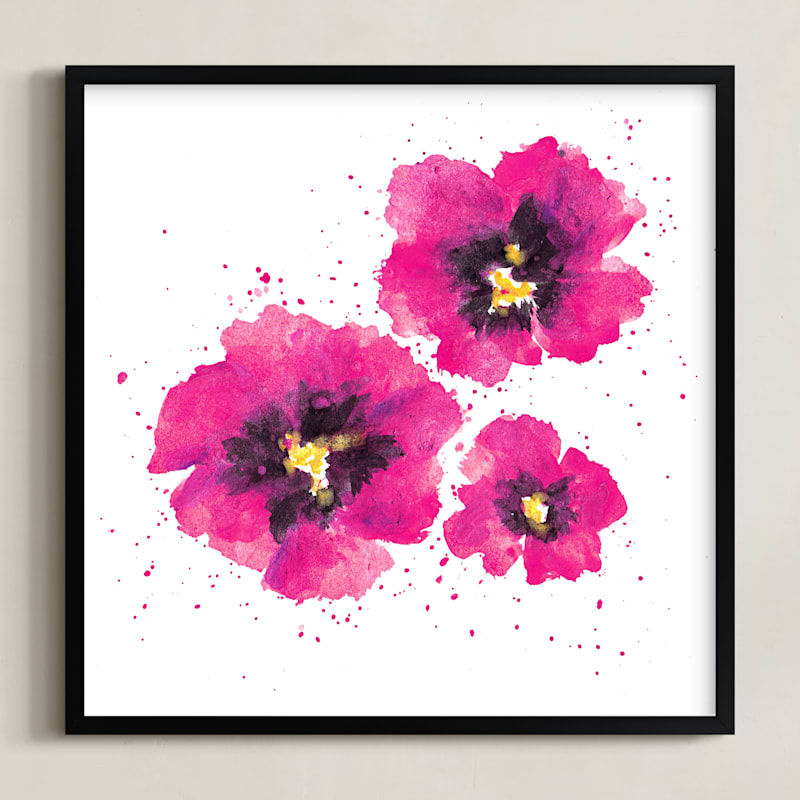 " In Bloom" - Art Print in Magenta Petals by Jacie Morgan - Framed