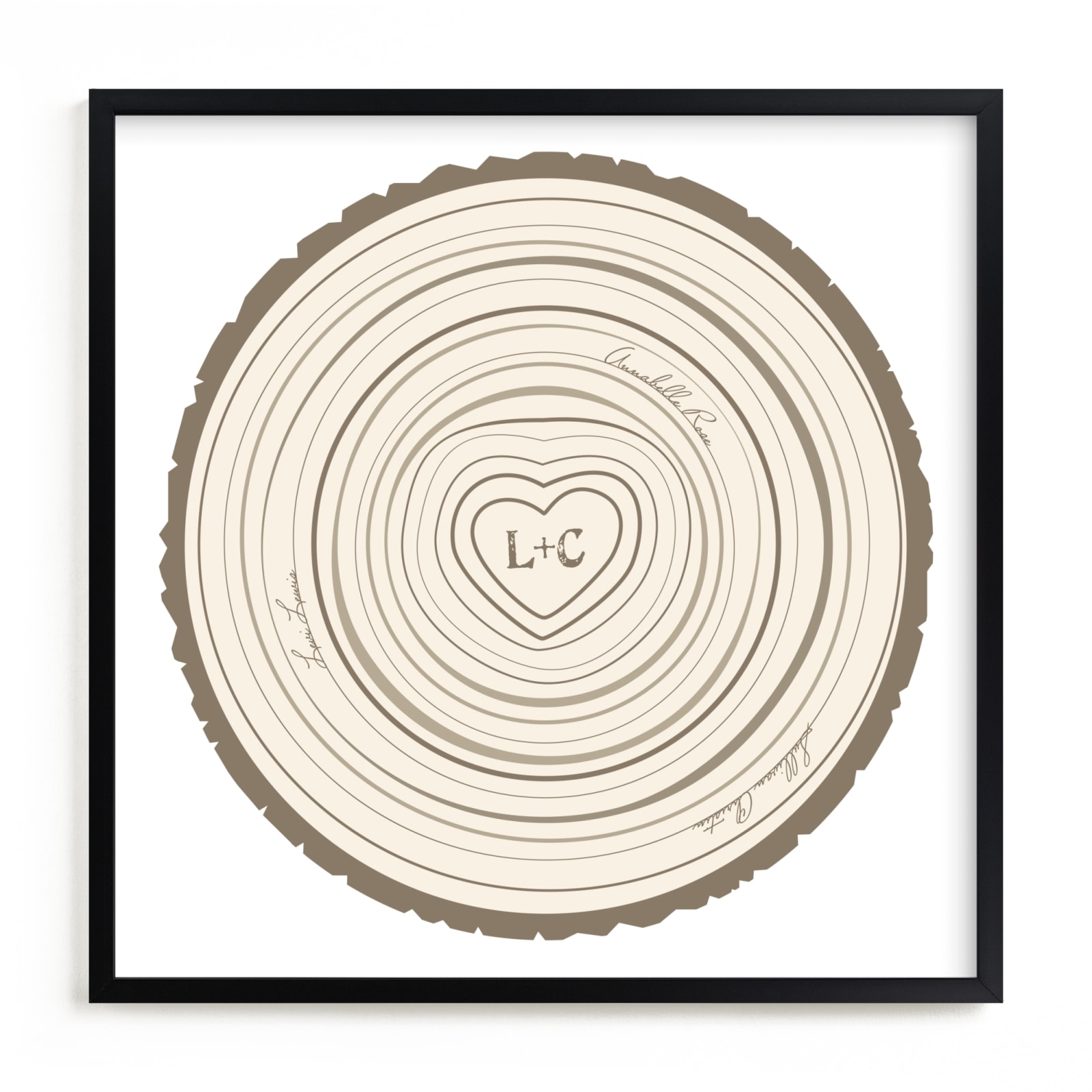 "Family Tree Rings" - Nursery Custom Art Print by Jessie Steury in beautiful frame options and a variety of sizes.