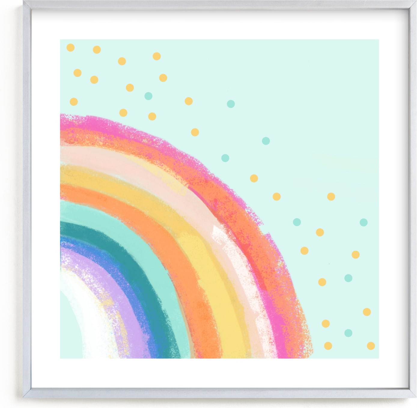 This is a colorful kids wall art by AlisonJerry called Ventura Rainbow l.