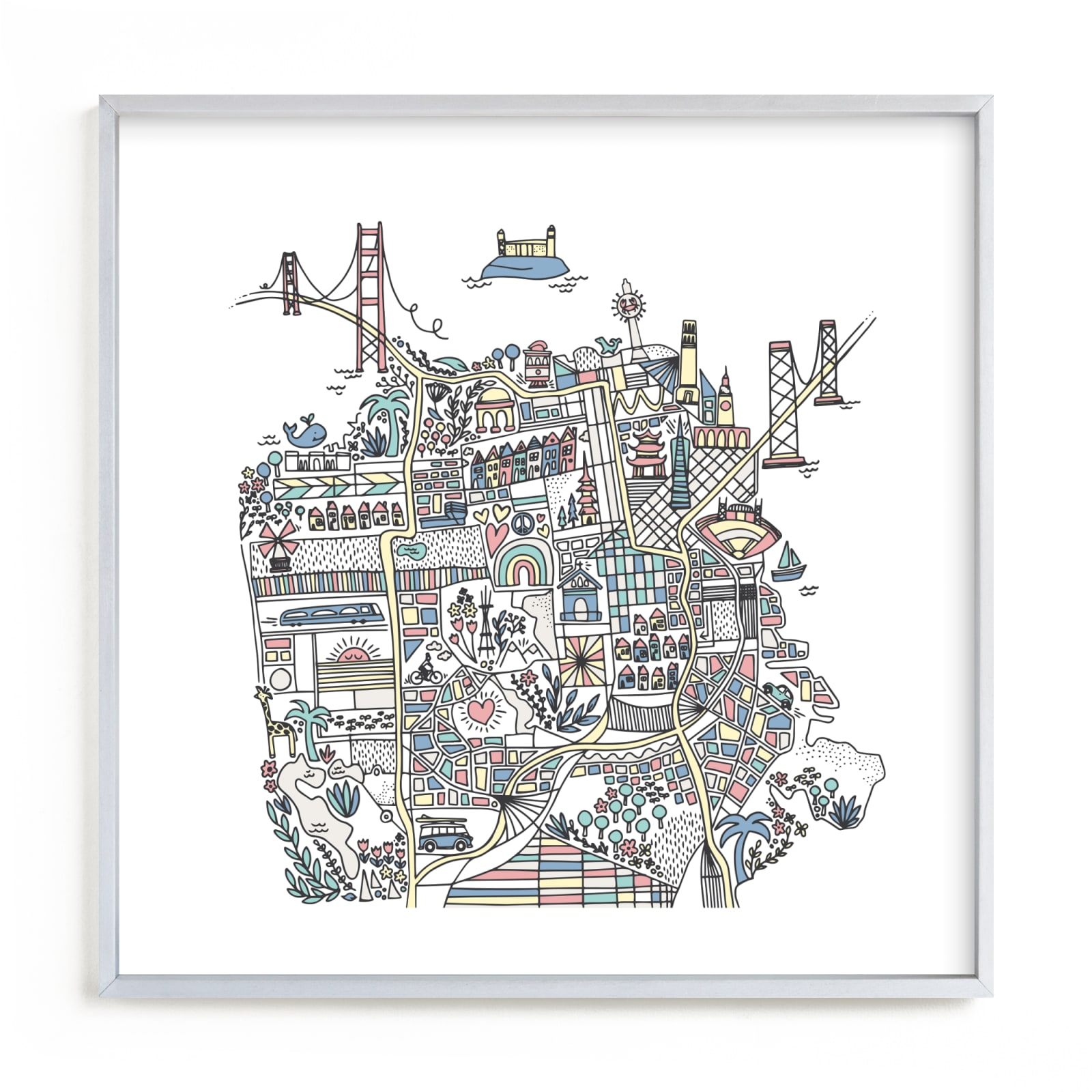 "San Francisco Sketch" - Art Print by Jessie Steury in beautiful frame options and a variety of sizes.