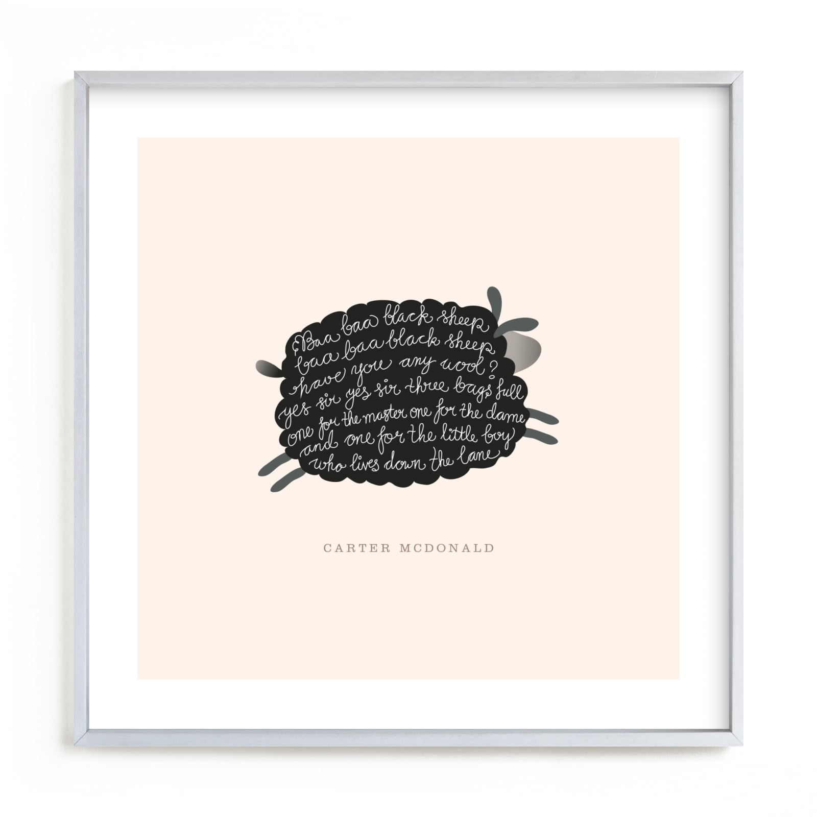 "Jumping Black Sheep" - Custom Open Edition Nursery Art Print by chocomocacino in beautiful frame options and a variety of sizes.