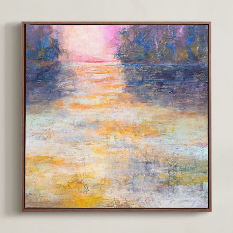 "Dusk Glow" - Art Print in Sunset Orange by Jacquelyn Sloane Siklos - Framed Canvas