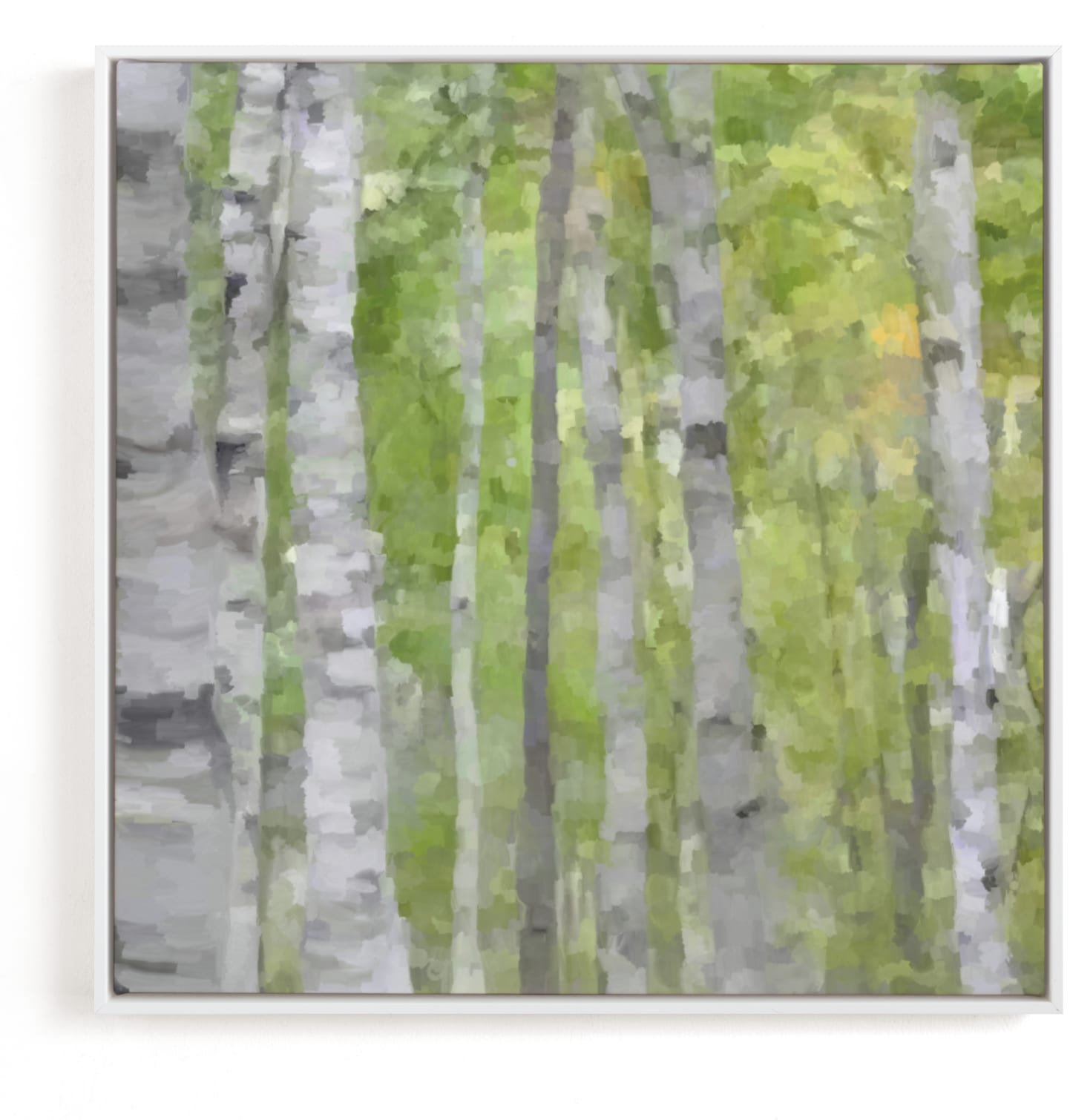 This is a grey art by Amy Hall called Summer Birches.