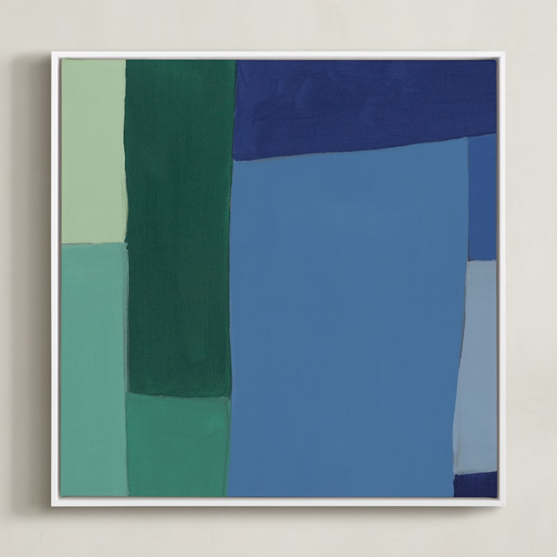 "Structured Rainbow 3" - Art Print in Blue by Anna Veit Nowak - Framed Canvas