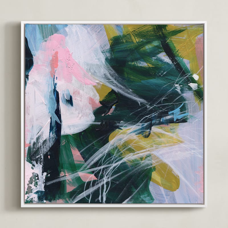 "Arm In Arm" - Art Print in Emerald Green by Jennifer Daily - Framed Canvas