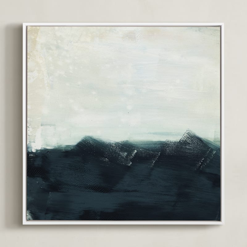 "Sitting Still" - Art Print in Sand by Jennifer Daily - Framed Canvas