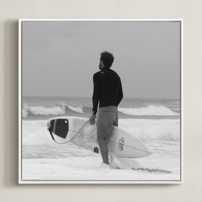 "Don't Worry, Be Happy I" - Art Print in Black and White by Annie Seaton - Framed Canvas