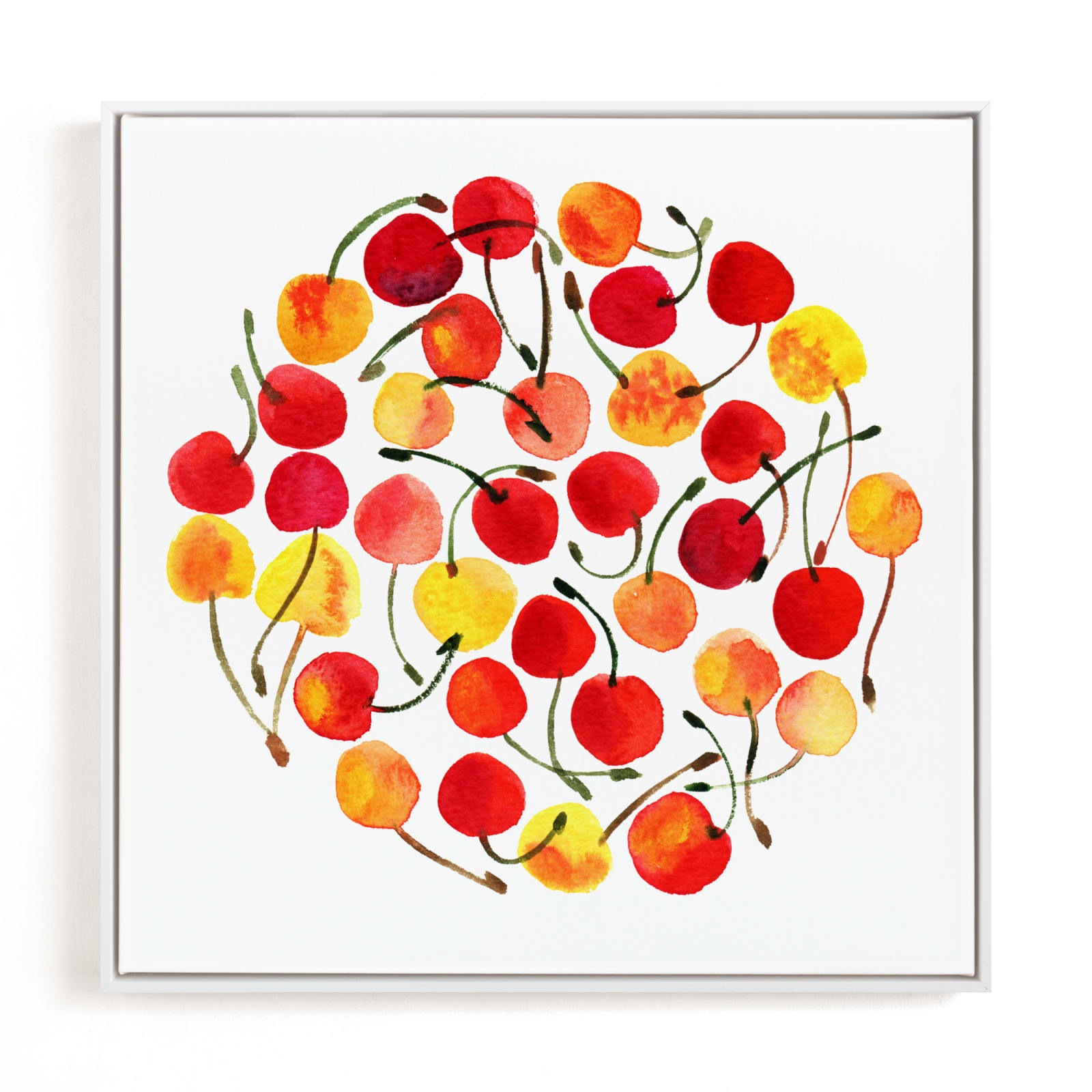 "whimsical watercolor cherries" - Limited Edition Art Print by Alexandra Dzh in beautiful frame options and a variety of sizes.