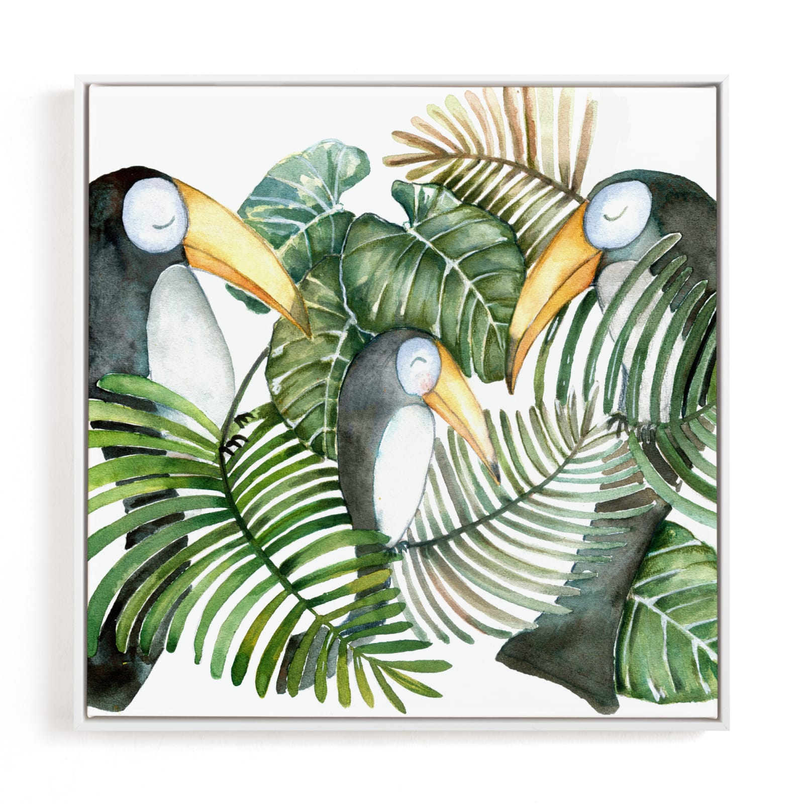 "Toucan jungle family" - Limited Edition Art Print by Lulaloo in beautiful frame options and a variety of sizes.