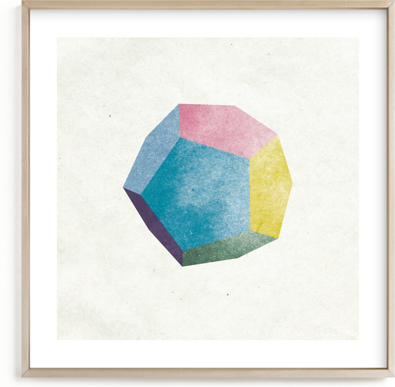 This is a blue, colorful, beige kids wall art by Sumak Studio called dreamy dodecahedron.