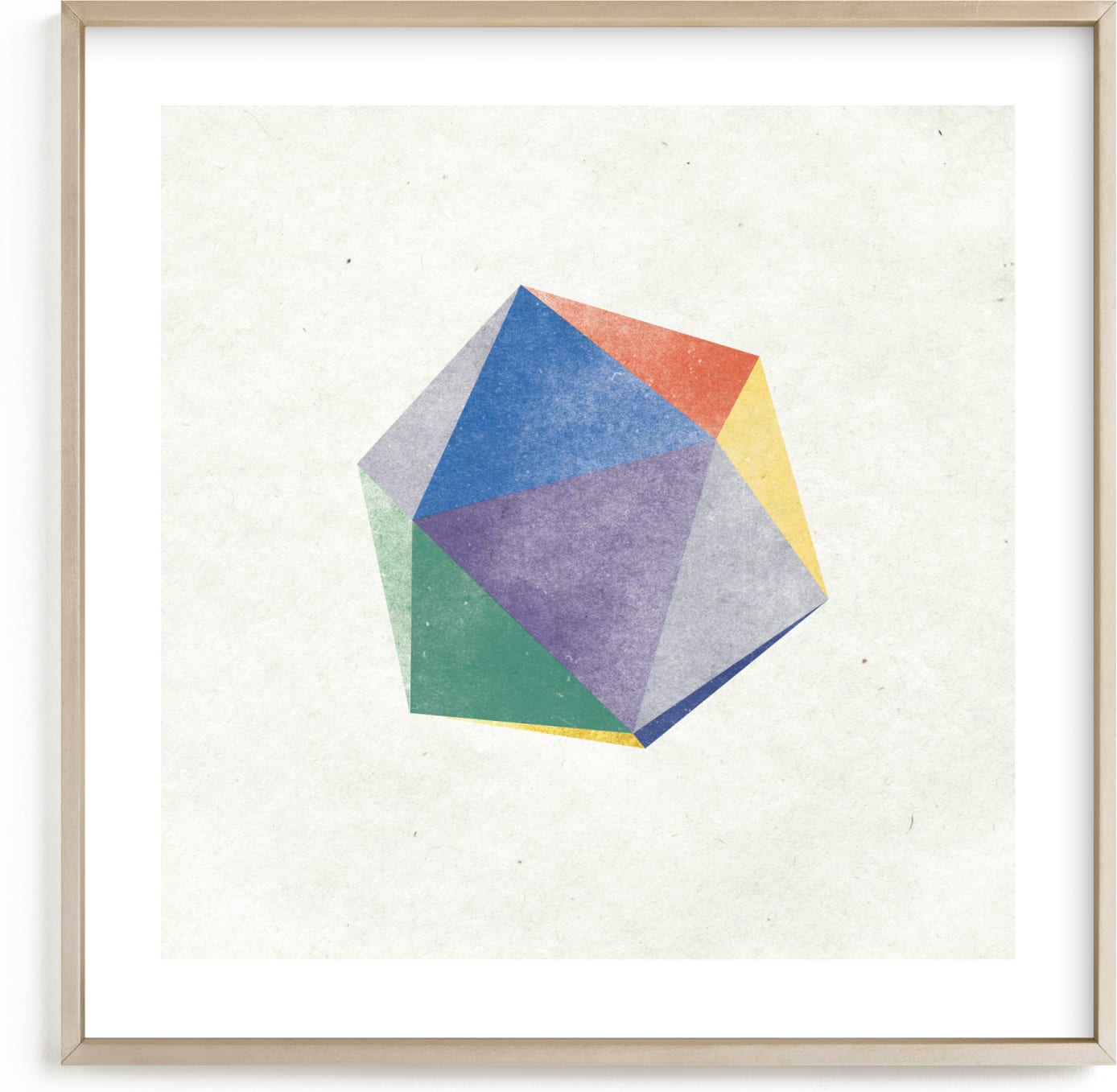 This is a colorful, purple, beige kids wall art by Sumak Studio called dreamy icosahedron.