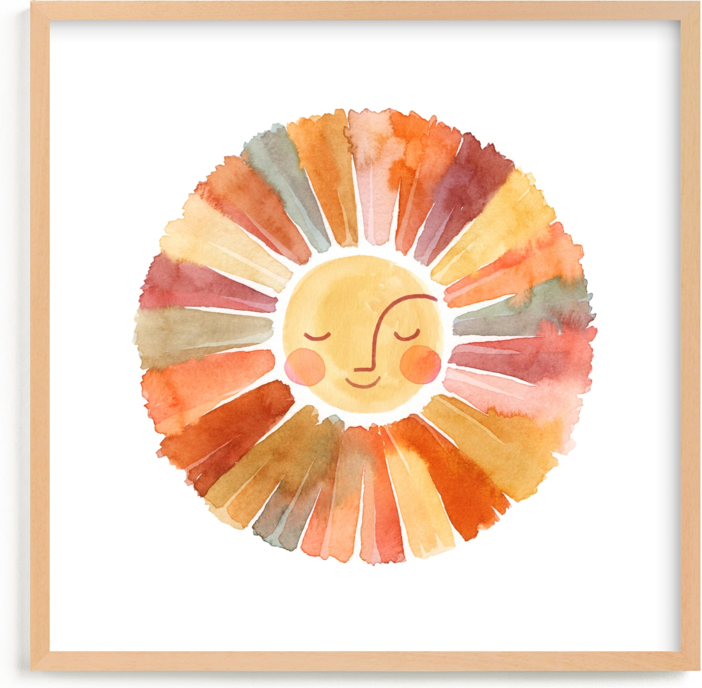 This is a beige kids wall art by Sara Berrenson called Sun Face.