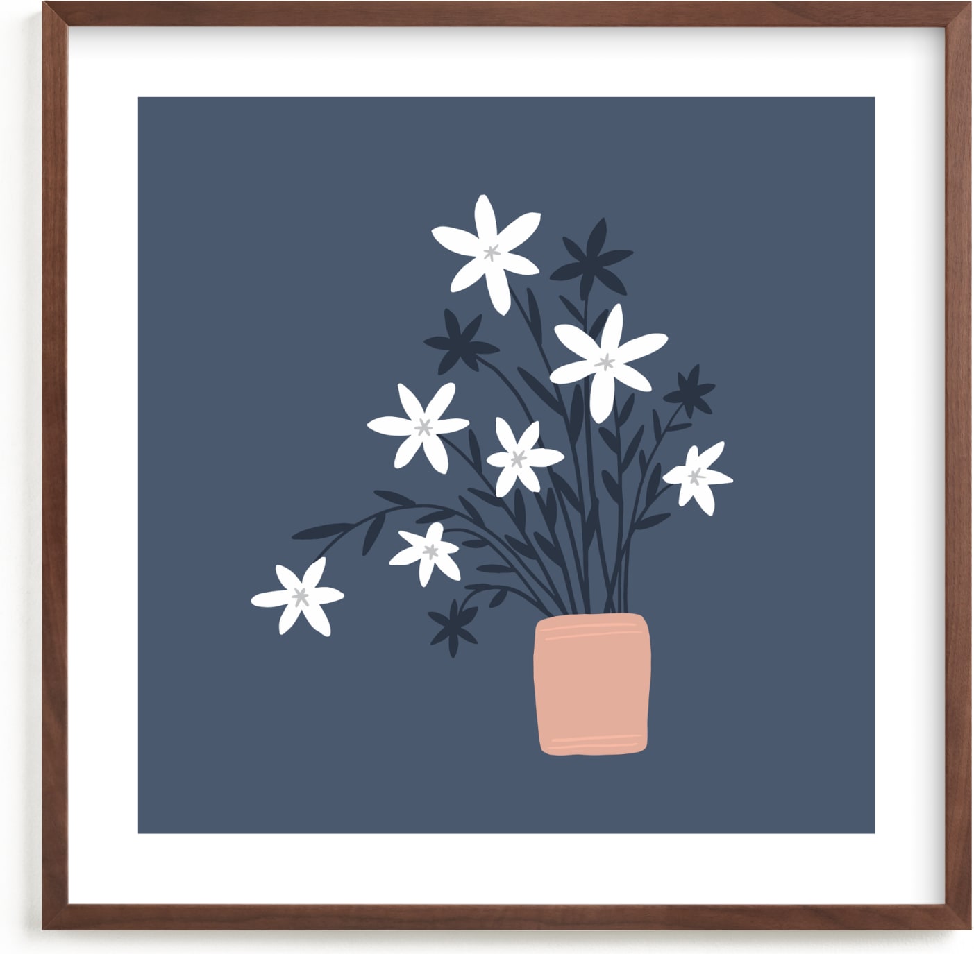 This is a blue kids wall art by Betsy Siber called Wildflower Bunch.