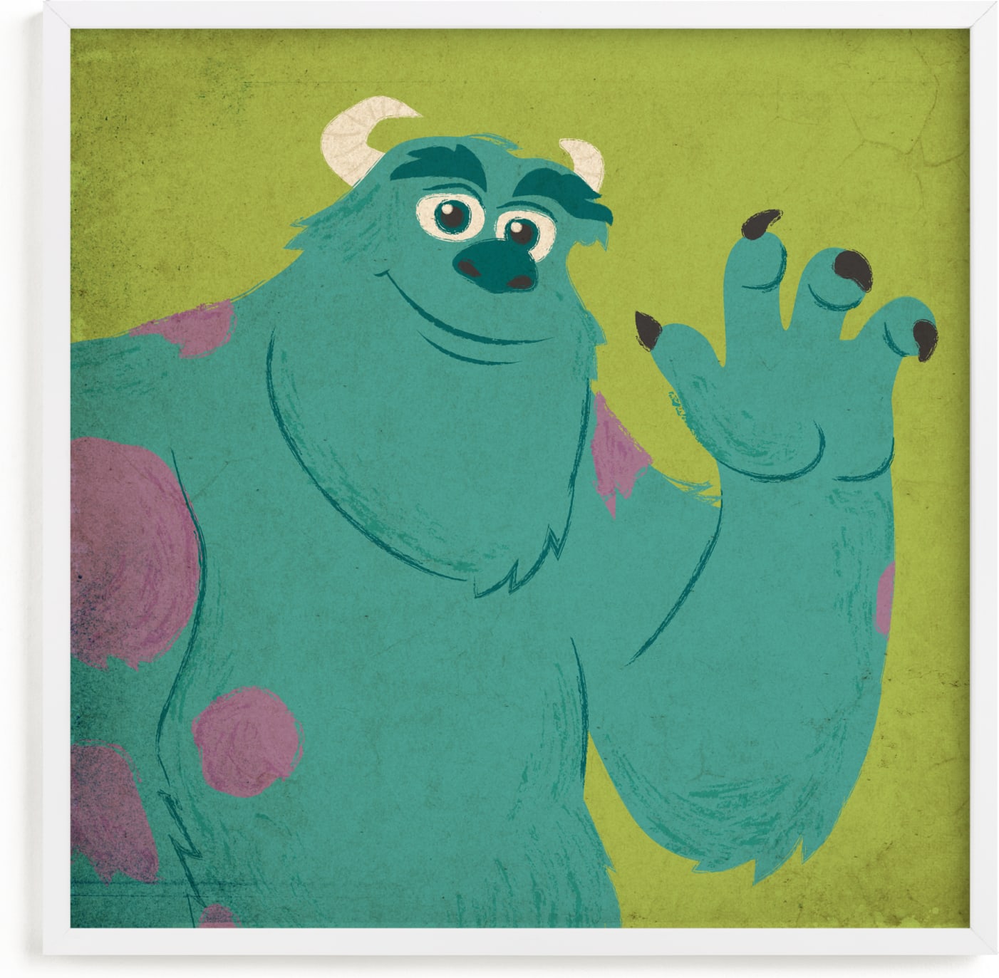 This is a green disney art by Kiersten Garner called Sulley from Disney and Pixar's Monster's Inc.