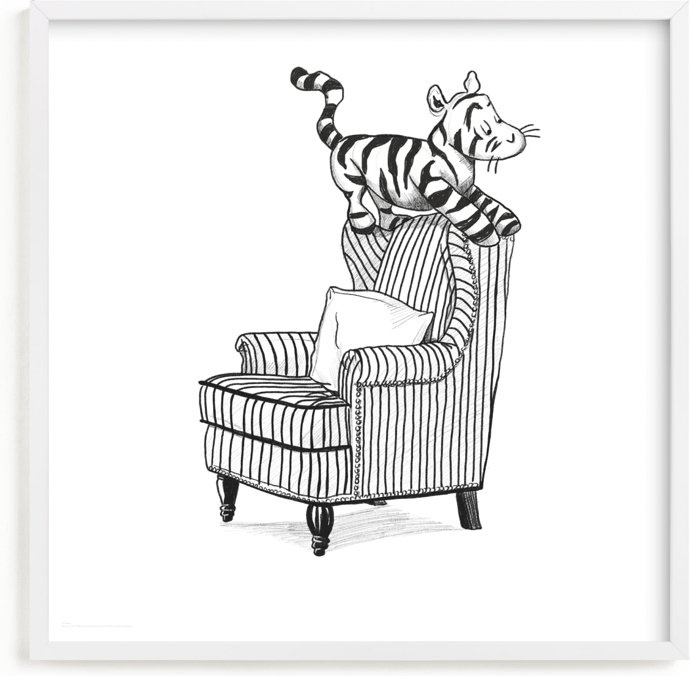 This is a black and white disney art by Stefanie Lane called Tigger Lounging from Disney's Winnie The Pooh.