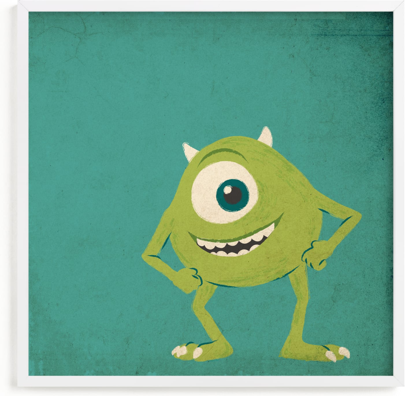 This is a green disney art by Kiersten Garner called Mike from Disney and Pixar's Monster's Inc.