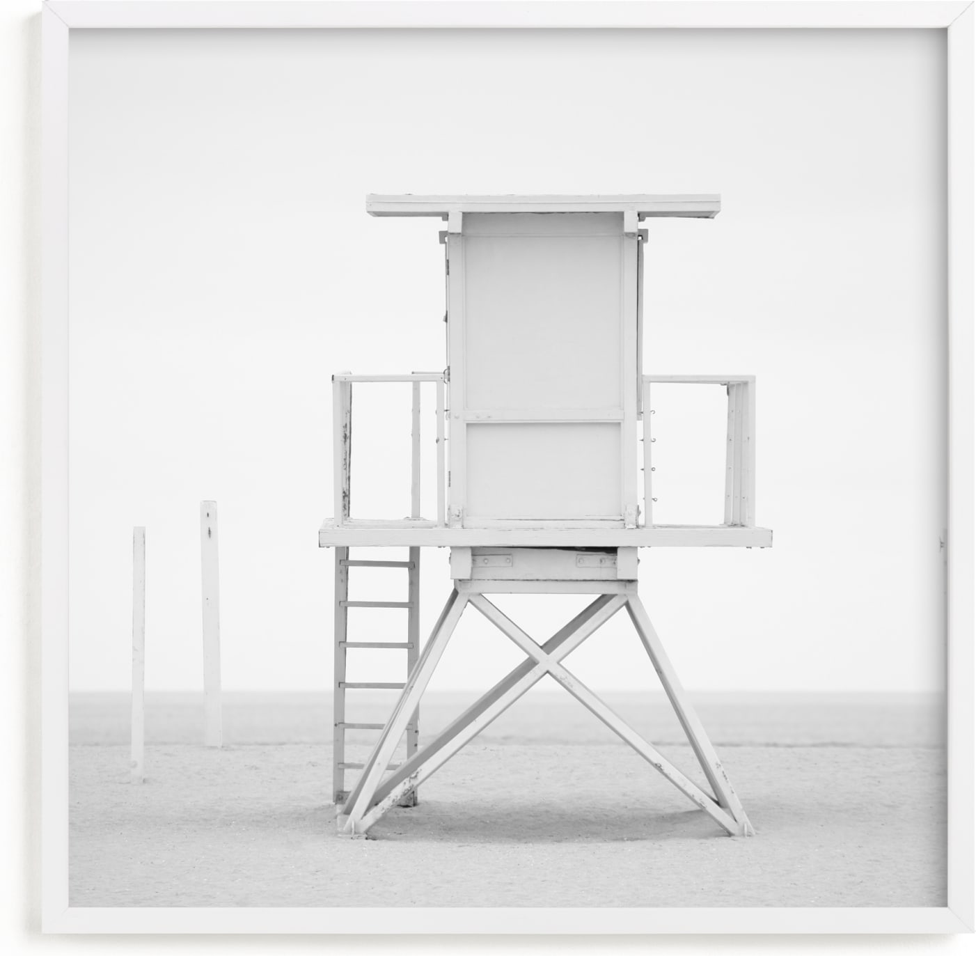This is a white art by Kate Houlihan Photography called Iconic Lifeguard tower.