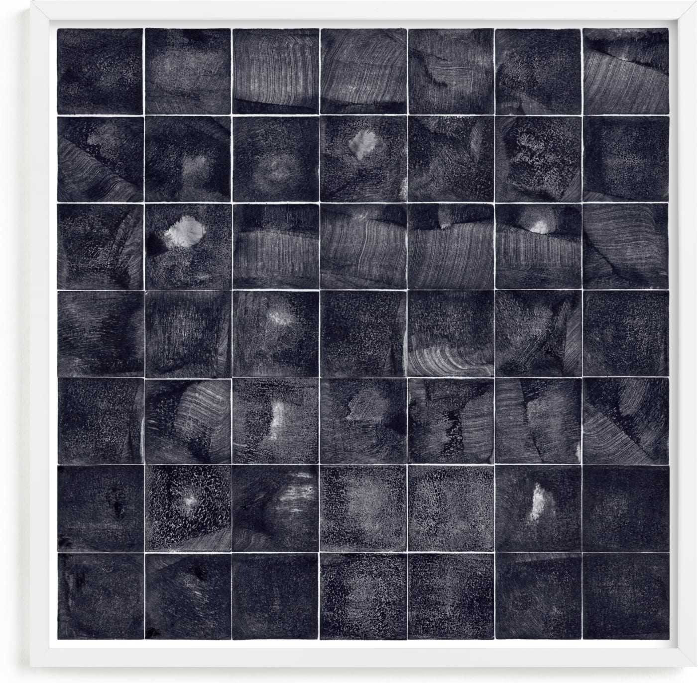This is a black and white art by Kathy Van Torne called Relief Print Squares.