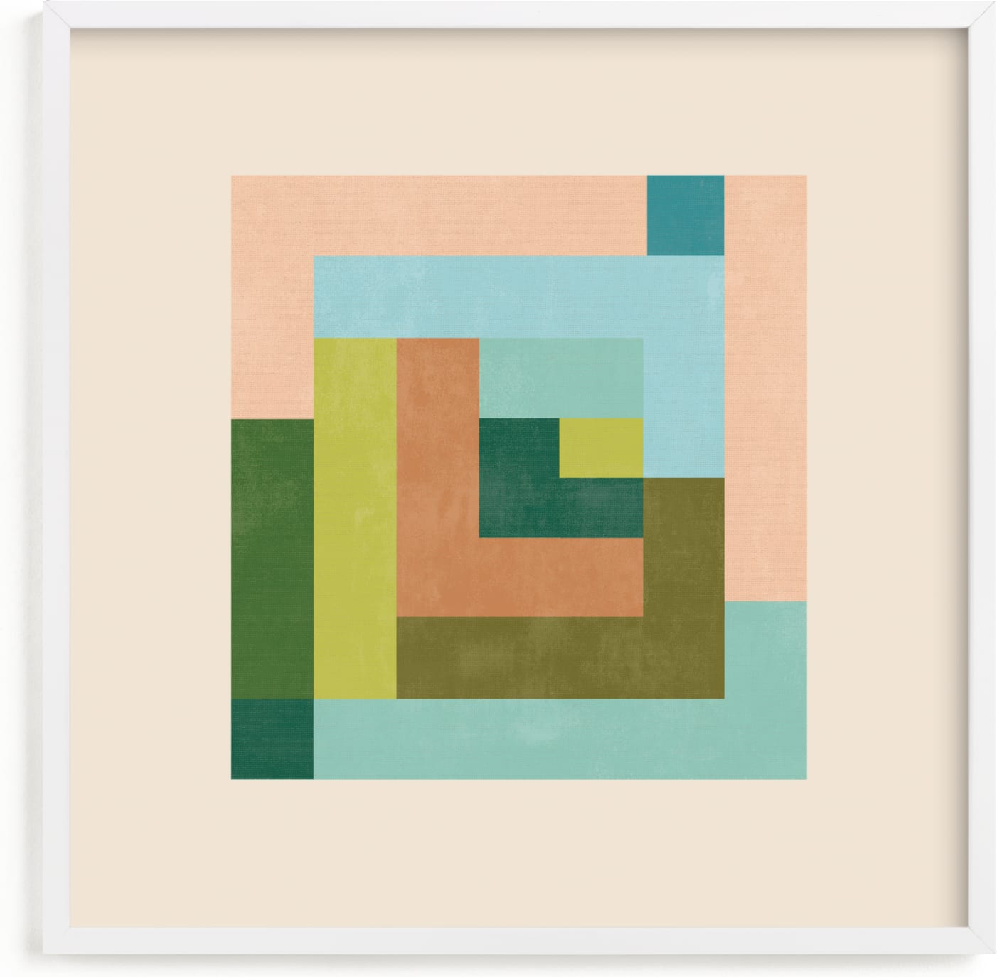 This is a blue, pink, green art by Creo Study called Pixel Plush I.