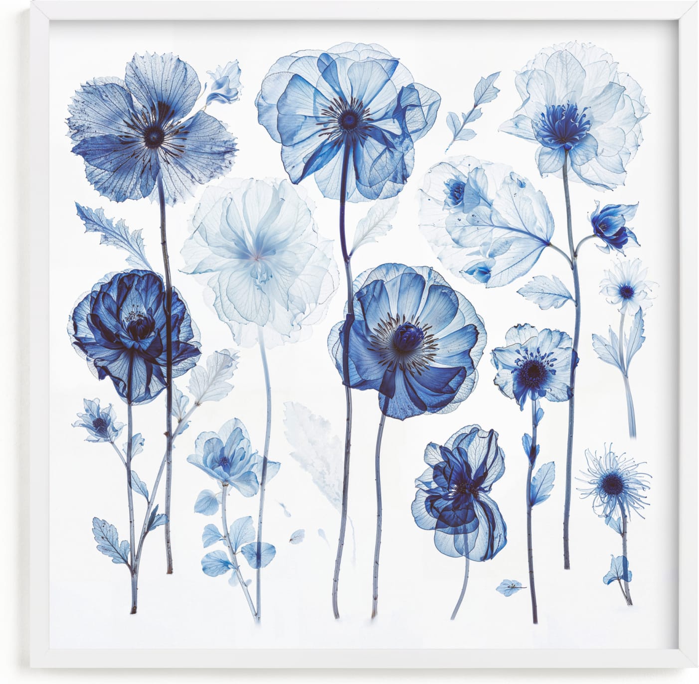 This is a blue art by Elena Kulikova called Blue Arrangement.