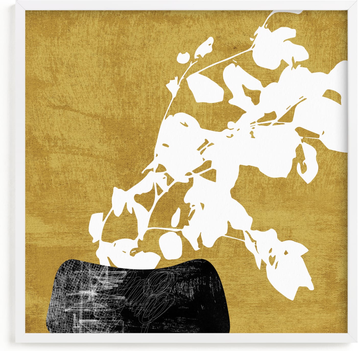 This is a white art by Tanya Lee Design called Ochre Eucalyptus III.