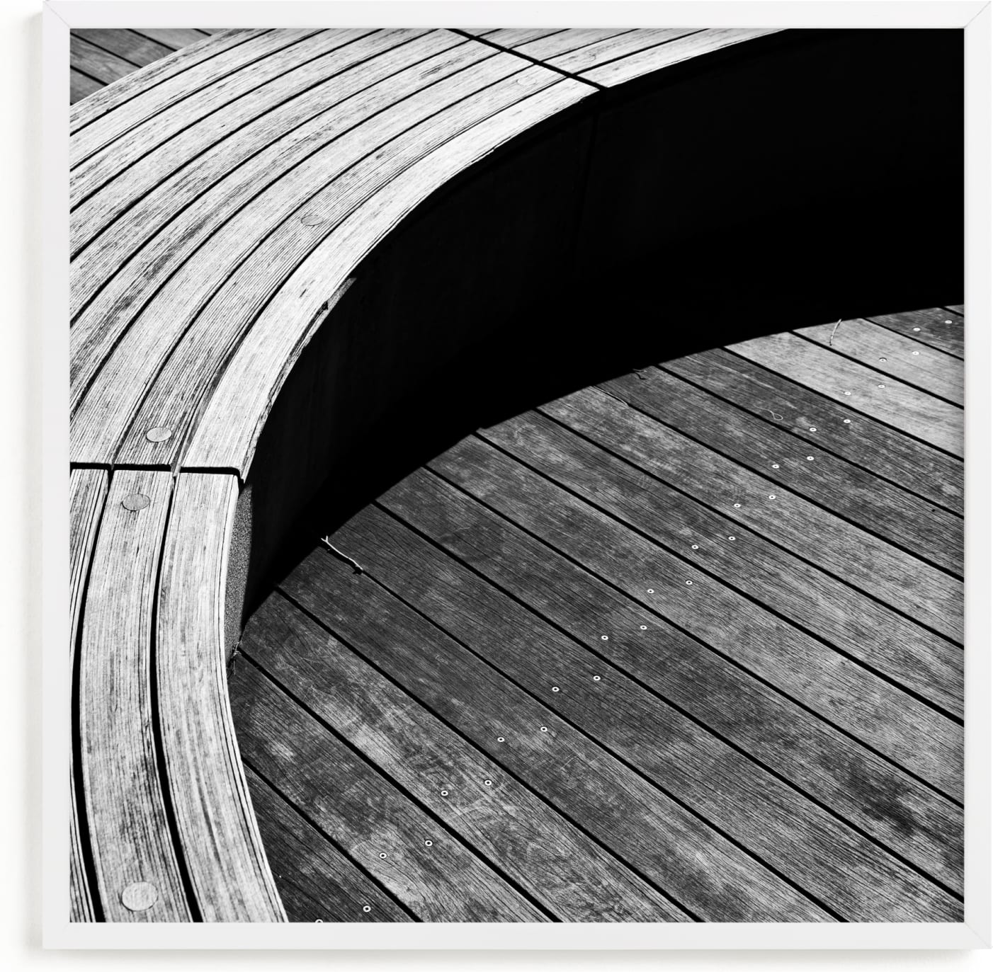 This is a black and white art by Van Tsao called Curve Bench Geometric I.
