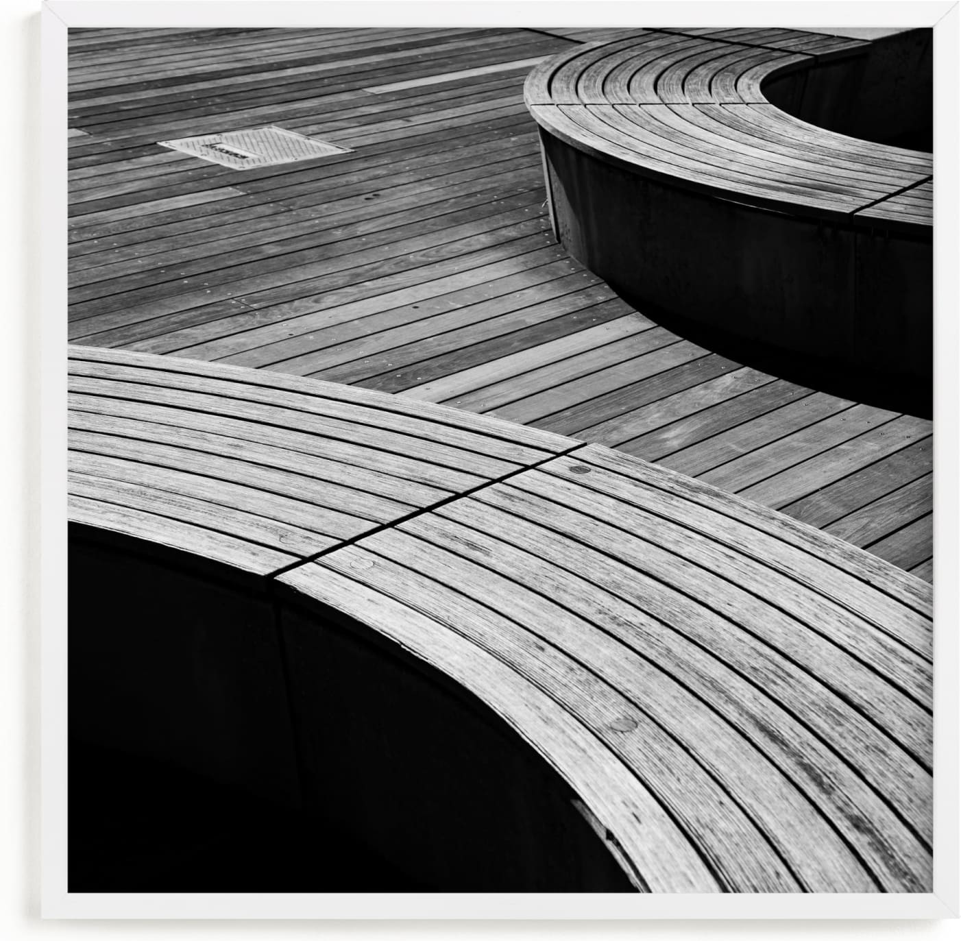 This is a black and white art by Van Tsao called Curve Bench Geometric II.