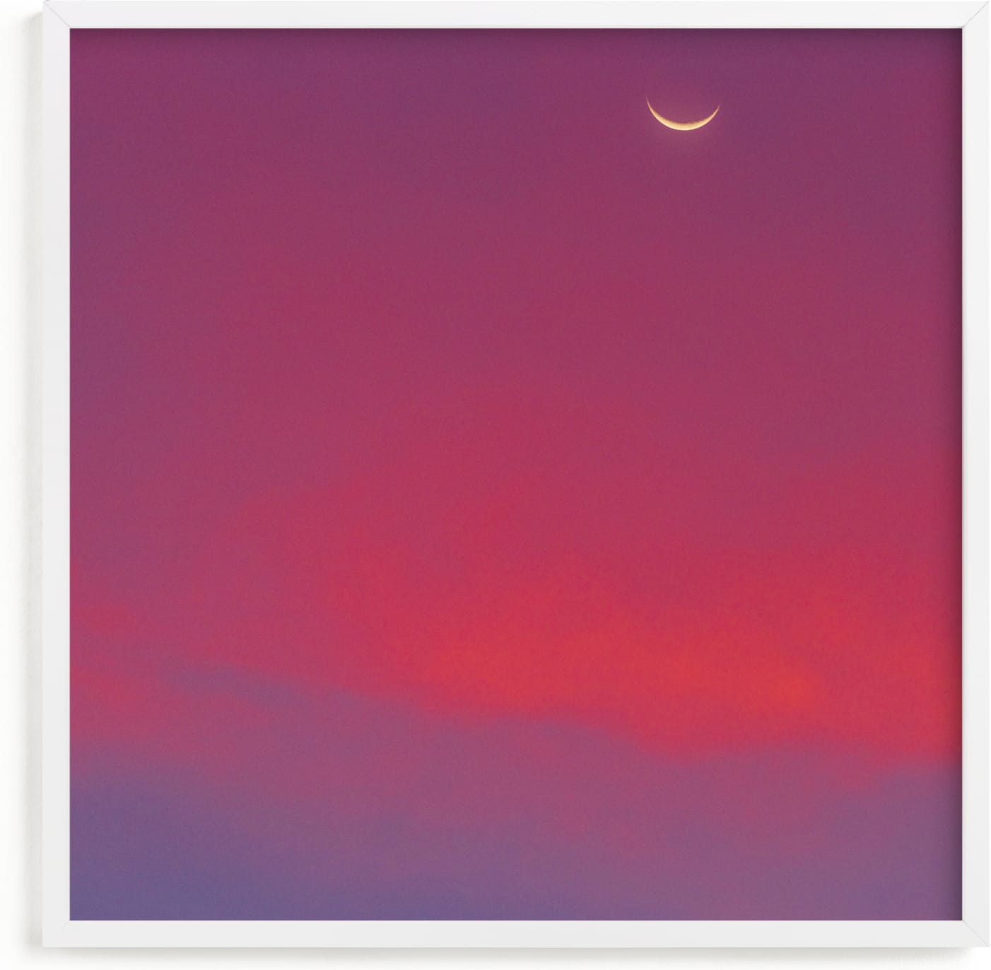 This is a purple art by James Derit called Crescent Moon and Purple Skies.