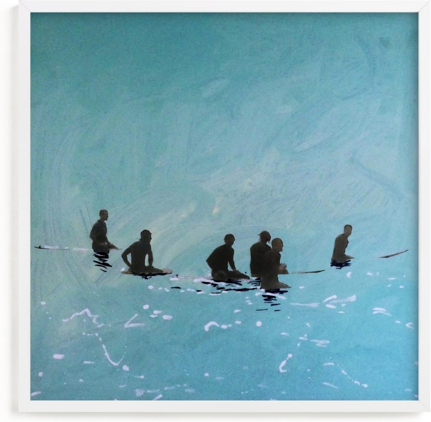 This is a blue art by Annie Seaton called Lining Up, Venice Pier.