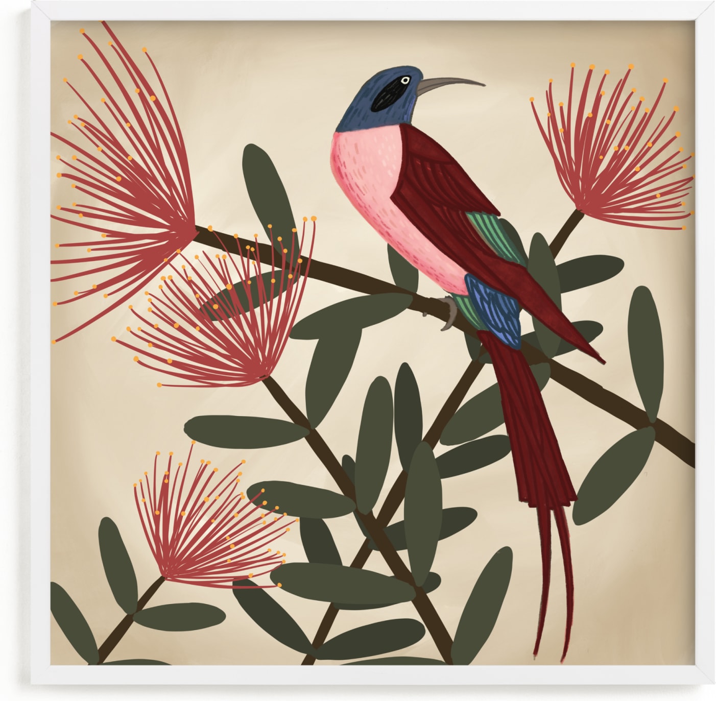 This is a colorful art by Jessie Burch called Bee Eater.